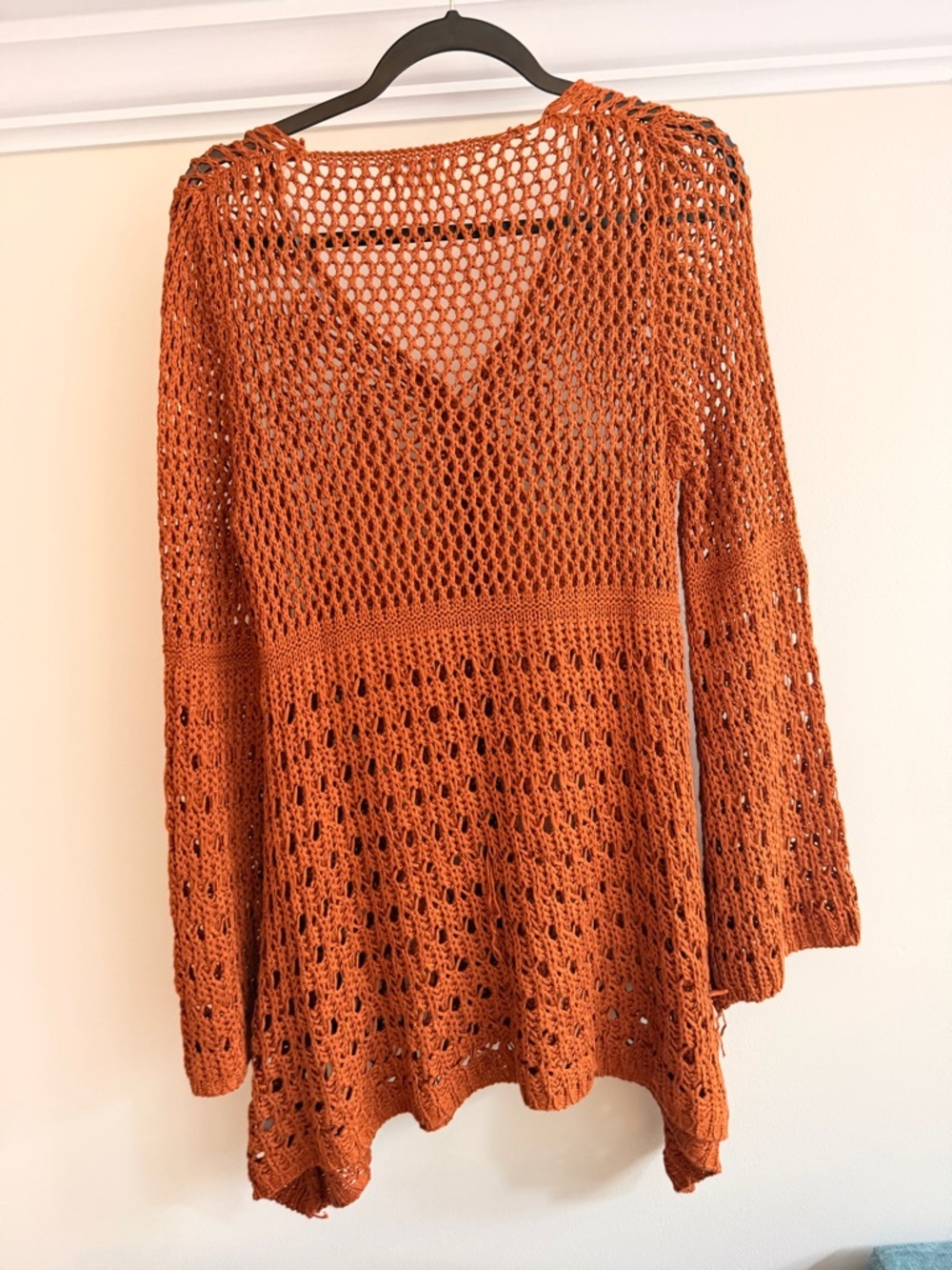 Umgee Rust Open Crochet Tie-Front Cover-Up - Picture 3 of 3